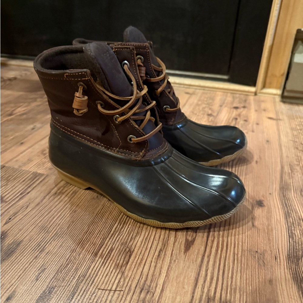 Brown and Black Duck Boots